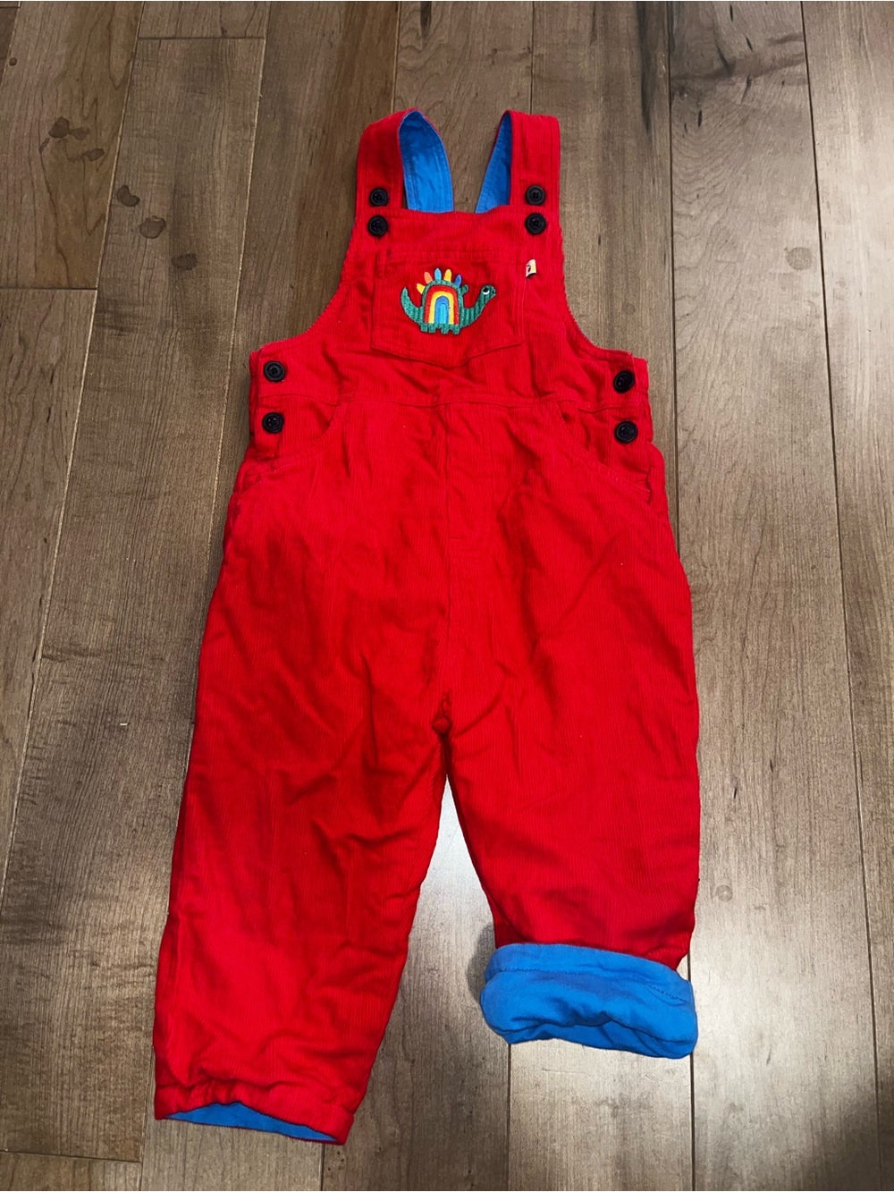 Frigi Dino lined overalls 18/24 mo Euc